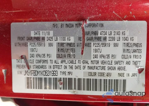 2019 Mazda Cx-5 Grand Touring z USA, uszkodzony, nr VIN JM3KFBDM1K0531993